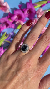 Vintage 1963 Sapphire & Diamond 18ct Gold Cluster Ring