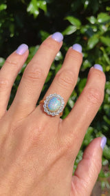 Vintage Opal & Diamond 18ct Gold Cluster Engagement Ring (1.46ct)