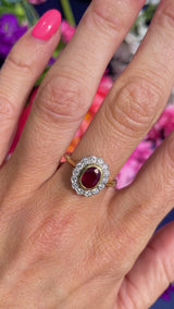 Vintage 1997 Ruby & Diamond 14ct Gold Cluster Ring (1.05cts)