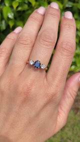 Vintage 1992 Sapphire & Diamond Three Stone Engagement Ring