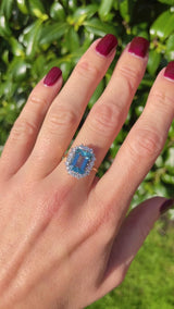 Vintage 1986 Aquamarine & Diamond 18ct Gold Engagement Ring (3.67ct)