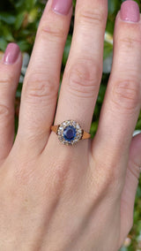 Antique Victorian Sapphire & Old-Cut Diamond Cluster Ring