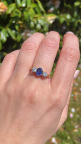 Vintage 1994 Sapphire & Diamond 18ct Gold Three Stone Engagement Ring