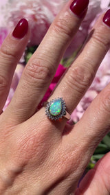 Opal & Diamond 18ct White Gold Pear-Shaped Cluster Ring