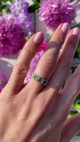 Vintage Millennium Emerald & Diamond 18ct Gold Band Ring