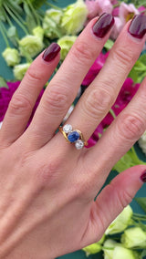 Sapphire & Diamond 18ct Gold Three-Stone Crossover Engagement Ring