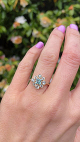 Sky Blue Topaz 9ct Gold Cluster Ring