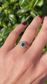 Victorian Sapphire & Diamond 18ct Gold Cluster Ring