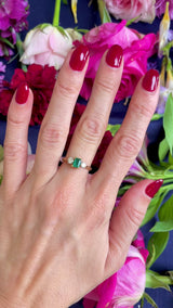 Vintage Emerald & Diamond 18ct Gold Three-Stone Trilogy Engagement Ring