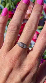 Edwardian 18ct Gold & Platinum Diamond Marquise Shaped Ring