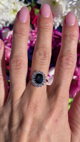 Vintage Sapphire & Diamond 18ct White Gold Cluster Ring (2.87cts)