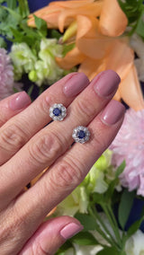 Sapphire & Diamond White Gold Cluster Stud Earrings