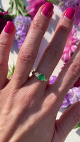 Vintage 1993 Square-Cut Emerald & Vari-Cut Diamond 18ct Gold Ring