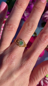 Edwardian Emerald & Rose-Cut Diamond 18ct Gold Belcher Ring