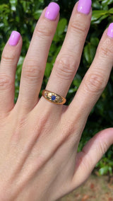 Antique Edwardian Sapphire & Diamond 18ct Gold Starburst Gypsy Ring