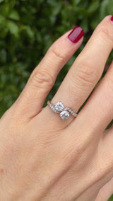 Art Deco Diamond Platinum Toi et Moi Crossover Engagement Ring