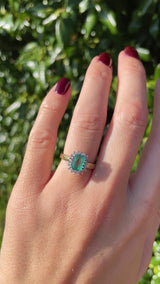 Vintage 1993 Emerald & Diamond 18ct Gold Cluster Ring