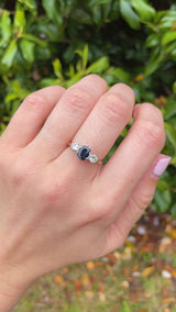Vintage Sapphire & Diamond 18ct Gold Three Stone Trilogy Engagement Ring