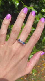 Vintage Sapphire & Diamond Platinum Three-Stone Engagement Ring