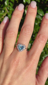 Aquamarine & Diamond 18ct White Gold Heart-Shaped Cluster Ring