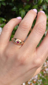 Antique Ruby & Old-Cut Diamond 18ct Gold Gypsy Ring
