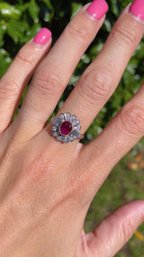 Vintage 1991 Ruby & Diamond 18ct Gold Statement Ring