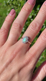 Art Deco Opal & Diamond 18ct Gold Platinum Geometric Cluster Ring