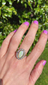 Vintage 1989 Opal & Diamond 18ct Gold Cluster Ring (2.13ct)