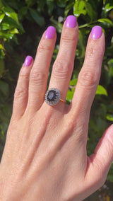 Vintage Dark Sapphire & Diamond 18ct Gold Cluster Ring (4.00cts)