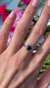 Vintage Sapphire & Diamond 18ct Gold Halo Cluster Ring (1.30cts)