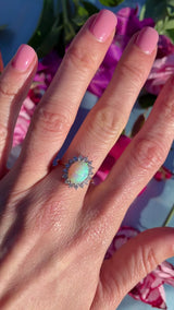 Vintage 1980 Opal & Diamond 18ct Gold Cluster Ring (1.85cts)