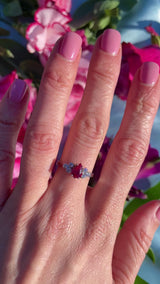 18ct White Gold Pear-Shaped Ruby & Diamond Seven-Stone Ring
