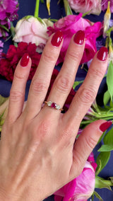 Vintage Ruby & Diamond 18ct Gold Three-Stone Trilogy Engagement Ring