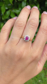 Edwardian Style Ruby & Diamond Daisy Cluster Ring