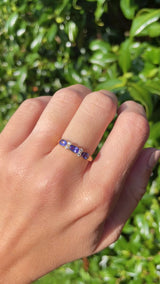 Art Deco Style Tanzanite & Diamond Seven-Stone Bezel Ring