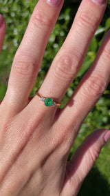 Vintage 1991 Emerald & Diamond 18ct Gold Three-Stone Engagement Ring
