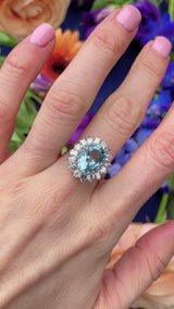 Aquamarine & Vari-Cut Diamond Platinum Cluster Ring (3.90cts)