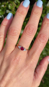 Vintage 1986 Ruby & Diamond 18ct Gold Ring