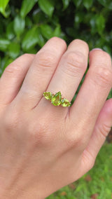 Peridot 9ct Gold Pear-Shaped Trilogy Ring