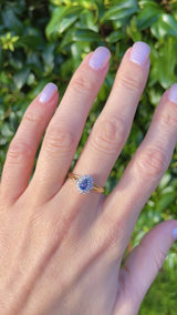 Vintage 1990 Sapphire 18ct Gold Pear-Shaped Cluster Ring