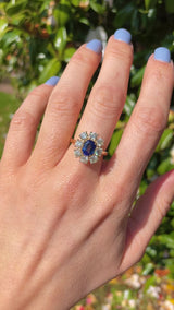 Sapphire & Yellow Diamond 18ct Gold Cluster Engagement Ring (1.57ct)