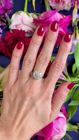 Vintage 1975 Diamond 18ct White Gold Cluster Engagement Ring (1.36cts)
