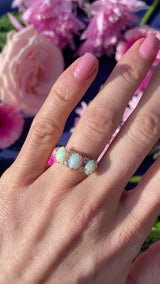 Antique Edwardian 18ct Gold Three-Stone Opal & Diamond Ring
