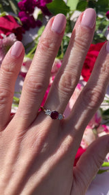Art Deco Ruby & Diamond 18ct Gold Platinum Three-Stone Ring by Asprey Co