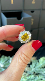 Yellow Sapphire & Diamond 18ct Gold Cluster Engagement Ring (2.20cts)