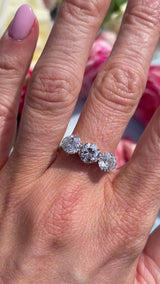 Antique Edwardian Platinum Diamond Three-Stone Engagement Ring (3.02cts)
