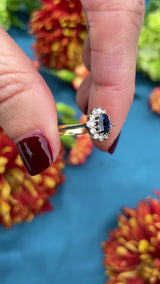 Vintage Sapphire & Pear-Cut Diamond 18ct Gold Cluster Ring (0.70cts)