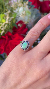 Vintage 1982 Opal, Sapphire & Diamond 18ct Gold Cluster Ring