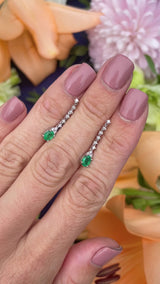 18ct White Gold Emerald & Diamond Drop Earrings