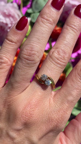 Edwardian Old-Mine-Cut Diamond 18ct Gold Two-Stone Crossover Ring